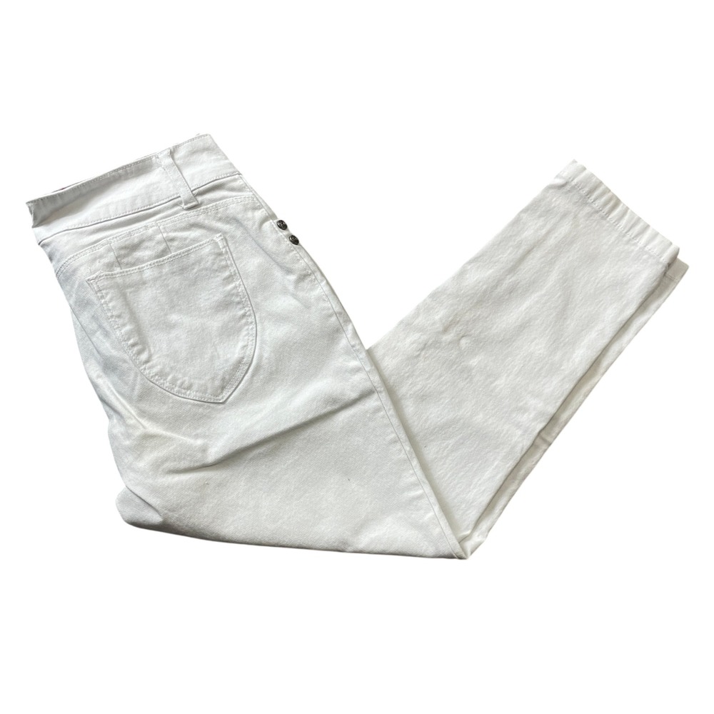 Sabrina Lauren 8 Cropped White Rayon Blend Pants Pockets